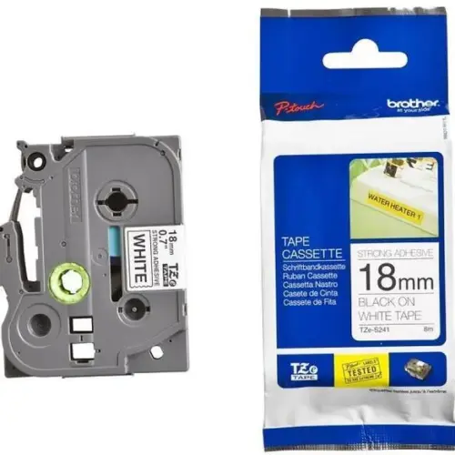 ЛЕНТА ЗА ЕТИКЕТНИ ПРИНТЕРИ BROTHER ТИП TZ - 18 mm x 800 m - BLACK ON WHITE TAPE - PN TZE241