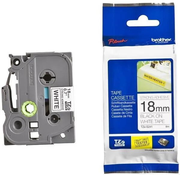 ЛЕНТА ЗА ЕТИКЕТНИ ПРИНТЕРИ BROTHER ТИП TZ - 18 mm x 800 m - BLACK ON WHITE TAPE - PN TZE241