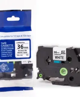 ЛЕНТА ЗА ЕТИКЕТНИ ПРИНТЕРИ BROTHER ТИП TZ - 36 mm x 800 m - BLACK ON WHITE TAPE - PN TZE261