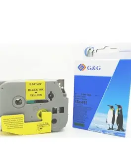 ЛЕНТА ЗА ЕТИКЕТНИ ПРИНТЕРИ BROTHER ТИП TZ - 24 mm x 800 m - BLACK ON YELLOW TAPE - PN TZE651