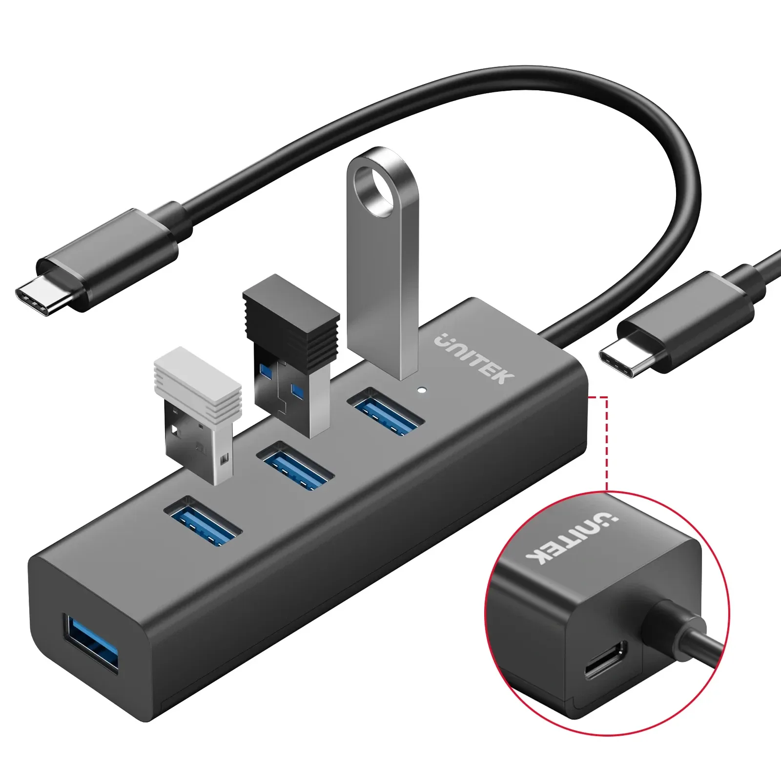 Unitek хъб HUB USB-C 4 port - 4 x USB3.0 Black - Y-3089Z01 - Image 200