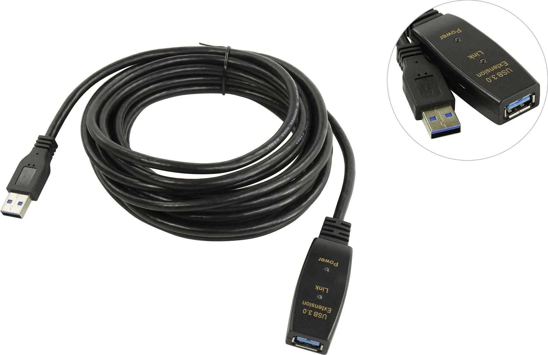 VCom Кабел удължение USB 3.0 AM / AF Active Extension Cable 5M Black - CU827A-5.0m - Image 176