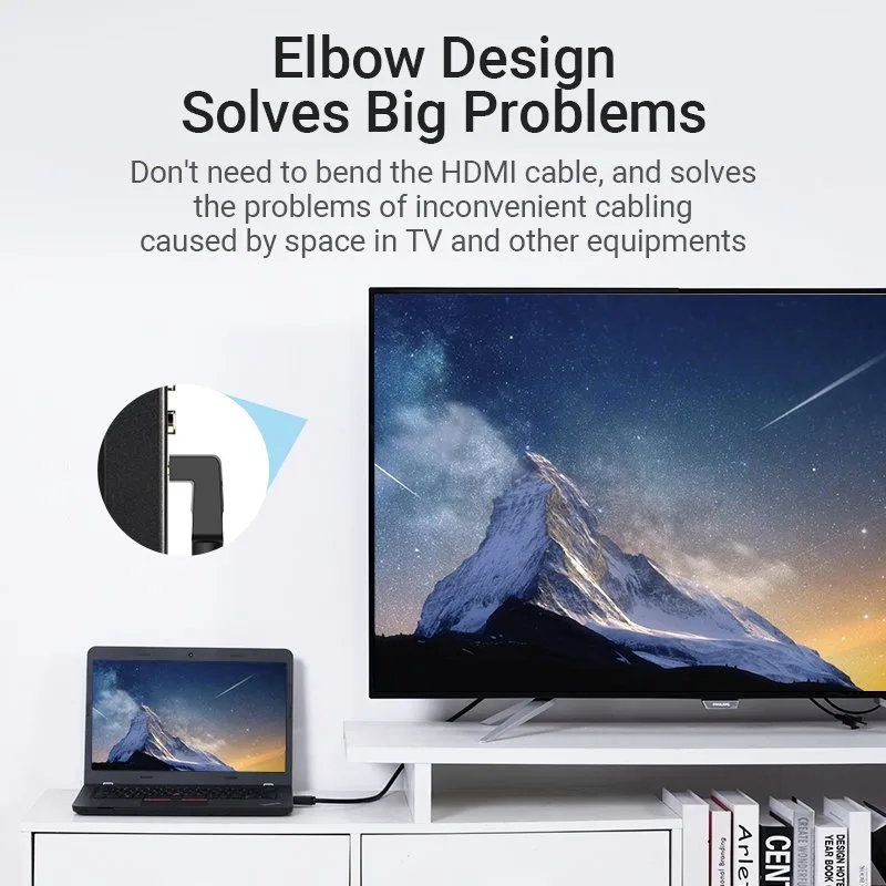 Vention Кабел HDMI Right Angle 90 Degree v2.0 M / M 4K/60Hz Gold - 2M Black - AARBH - Image 20