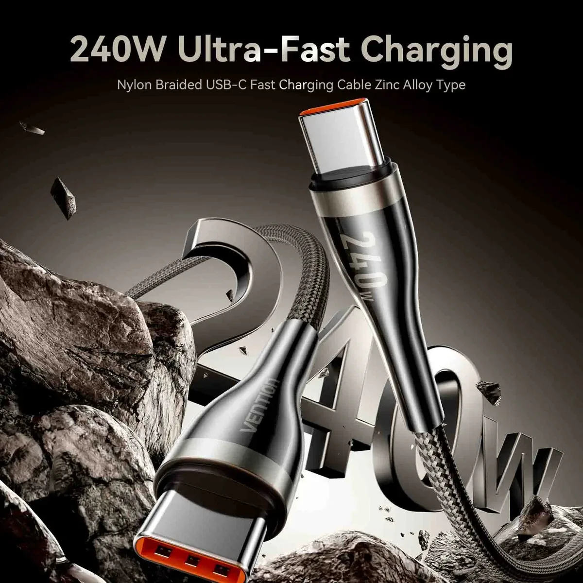 Vention кабел Cable - USB2.0 Type-C to Type-C - 5A Fast Charging, 240W, PD3.1, 1.2m -  CTYBAV - Image 10