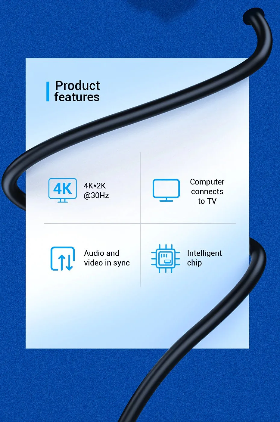 Vention кабел Cable DisplayPort to HDMI 3.0m - 4K, Gold Plated - HAGBI - Image 172
