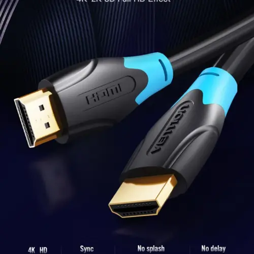 Alternative view of Vention Кабел HDMI v2.0 M / M 4K/60Hz Gold - 0.75M Black - AACBE