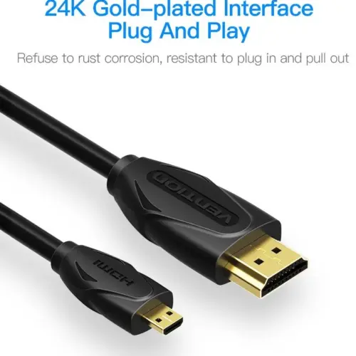 Vention Кабел Micro HDMI2.0 Cable 1.5M Black – VAA-D03-B150