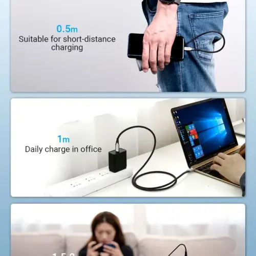 Vention Кабел USB 2.0 Type-C to Type-C – 2.0M Black 5A Fast Charge –