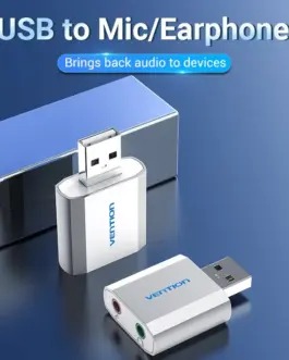 Alternative view of Vention външна звукова карта USB Sound card - Headphones, Mic, Silver - VAB-S13