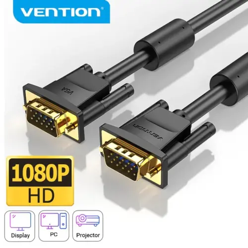Vention Кабел за монитор Cable VGA HD15 M / M 2.0m Gold Plated 2 Ferrites - DAEBH