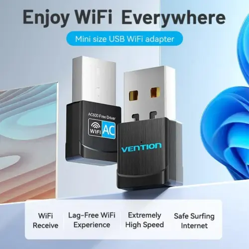 Alternative view of Vention безжичен адаптер WiFi USB adapter Dual Band, 650Mbps, Black - KDSB0