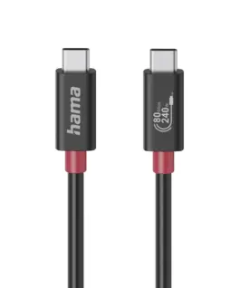 HAMA Кабел USB-C еMarker USB 4 Gen 4 80 Gbit/s 1 м 5 A 240 W черен