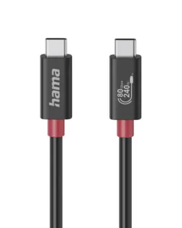 HAMA Кабел USB-C еMarker USB 4 Gen 4 80 Gbit/s 1 м 5 A 240 W черен