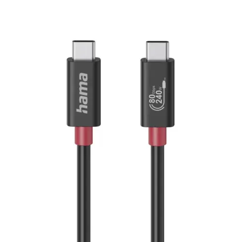 HAMA Кабел USB-C еMarker USB 4 Gen 4 80 Gbit/s 1 м 5 A 240 W черен