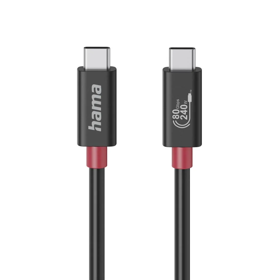 HAMA Кабел USB-C еMarker USB 4 Gen 4 80 Gbit/s 1 м 5 A 240 W черен