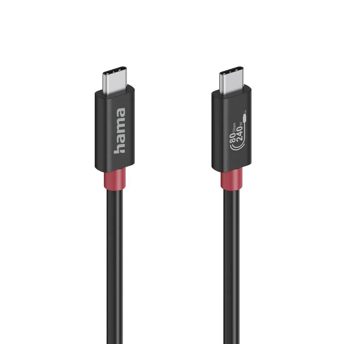 HAMA Кабел USB-C еMarker, USB 4 Gen 4, 80 Gbit/s, 1 м, 5 A, 240 W ,черен - Image 2