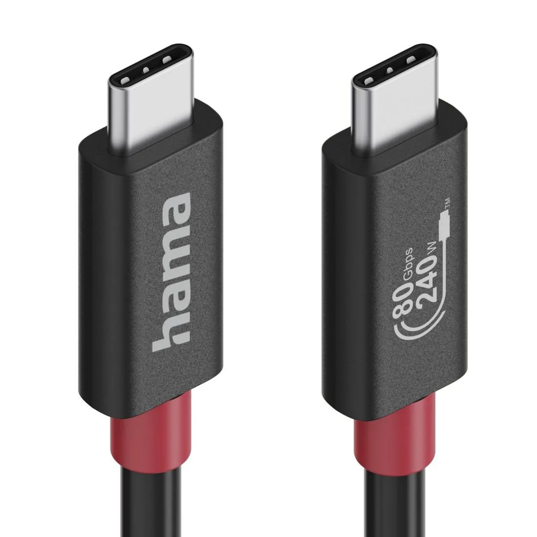 HAMA Кабел USB-C еMarker, USB 4 Gen 4, 80 Gbit/s, 1 м, 5 A, 240 W ,черен - Image 3