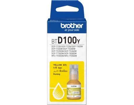 БУТИЛКА МАСТИЛО ЗА BROTHER MFC-T930DW/DCP-T830DW/DCP-T730DW/DCP-T530DW/DCP-T430W/DCP-T230 - Ink Bottle - Yellow - PN BTD