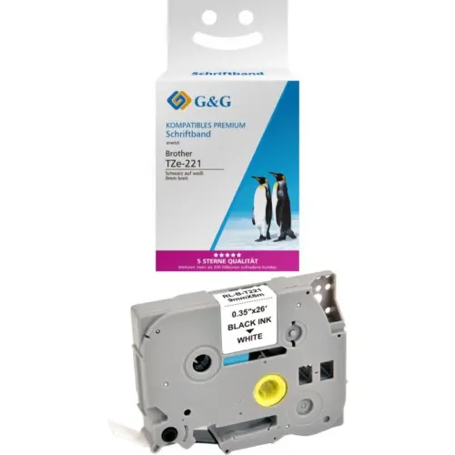 ЛЕНТА ЗА ЕТИКЕТНИ ПРИНТЕРИ BROTHER ТИП TZ - 9 mm x 800 m - BLACK ON WHITE TAPE - TZE221 (TZE-221) - PN RL-BR-TZ221-BK -