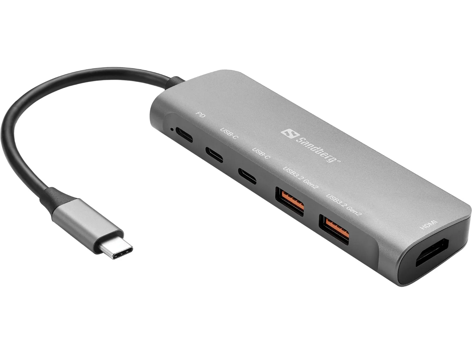 ДОКИНГ СТАНЦИЯ SANDBERG USB-C Dock HDMI + 2xUSB-A + 2xUSB-C + PD100W - Grey - PN