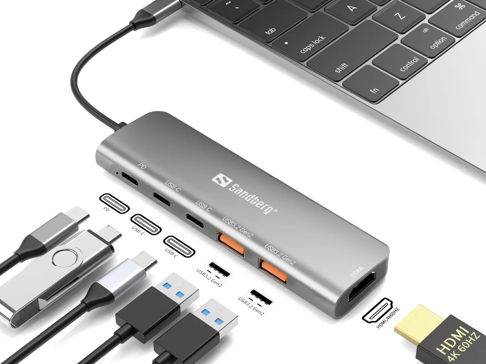ДОКИНГ СТАНЦИЯ SANDBERG USB-C Dock HDMI + 2xUSB-A + 2xUSB-C + PD100W - Grey - PN 136-65 - Image 11