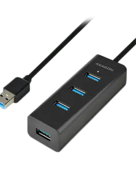 USB хъб AXAGON HUE-S2BL 4x USB3.0 Charging Hub 1.2m Cable MicroUSB Charging