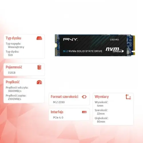 PNY SSD 512GB CS2140 M.2 2280 PCIe BULK