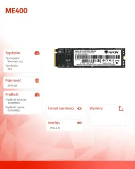 Alternative view of AFOX SSD drive ME400 M.2 PCI-E 4.0 x4 2TB TLC 7.4 / 6.7 GB/s NVMe