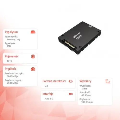 Alternative view of Micron SSD 6500 ION 30720GB NVMe U.3 15mm Single Pack