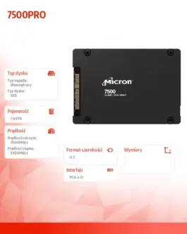 Alternative view of Micron SSD диск 7500PRO 7680GB NVMe U.3 15mm Single Pack