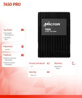 Alternative view of Micron SSD drive 7450 PRO 3840GB NVMe U.3 15mm Single Pack