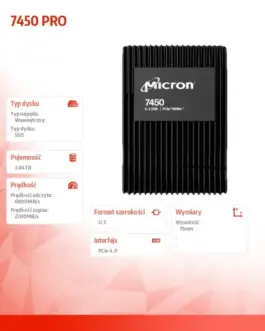 Alternative view of Micron SSD drive 7450 PRO 3840GB NVMe U.3 15mm Single Pack