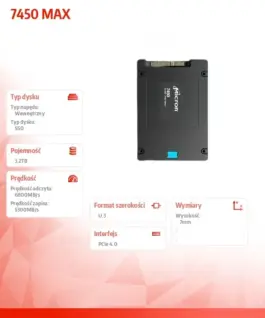 Alternative view of Micron SSD drive 7450 MAX 3200GB NVMe U.3 7mm Single Pack