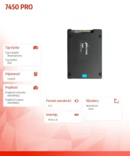 Alternative view of Micron SSD drive 7450 PRO 7680GB NVMe U.3 7mm Single Pack