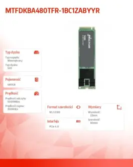 Alternative view of Micron 7450 PRO 480GB NVMe M.2 22x80 Single Pack