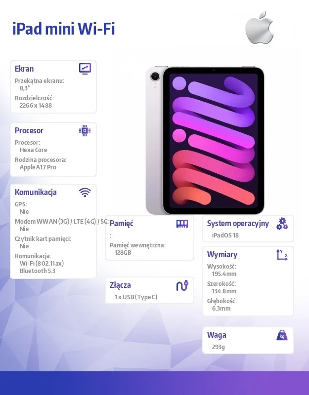 Apple iPad mini Wi-Fi 128GB лилав - Image 2