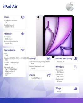 Alternative view of Apple IPAD AIR 11 WF CL 128GB PUR