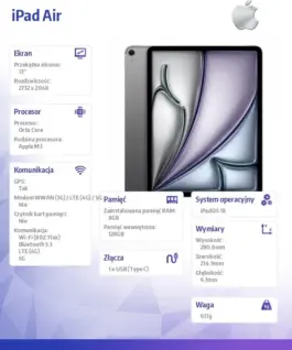 Alternative view of Apple IPAD AIR 13 WF CL 128GB SPG