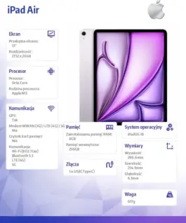 Alternative view of Apple IPAD AIR 13 WF CL 256GB PUR