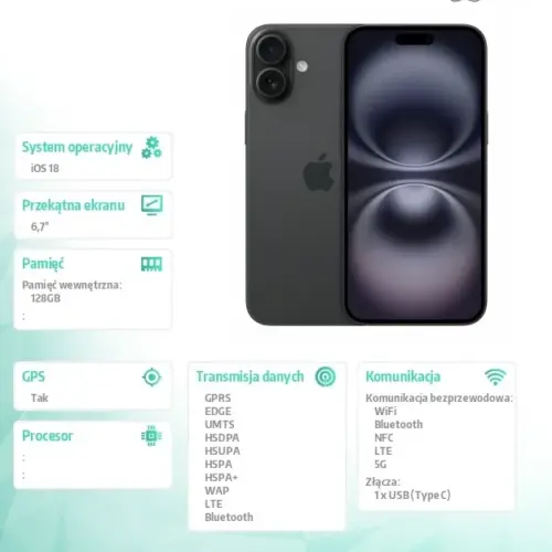 Apple iPhone 16 Plus 128GB – черен