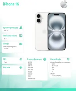 Alternative view of Apple iPhone 16 128GB - бял