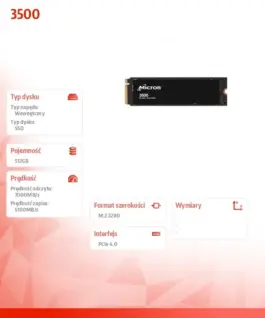 Alternative view of Micron 3500 512GB NVMe M.2 22x80mm SSD