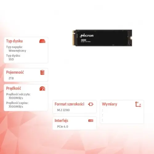 Alternative view of Micron 3500 2TB NVMe M.2 22x80mm SSD