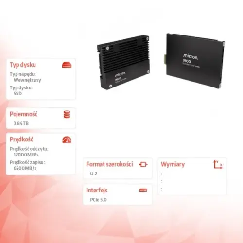 Alternative view of Micron SSD 7600 PRO 3840GB NVMe U.2 15mm Single Pack