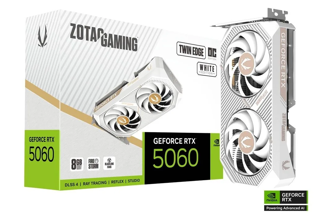ZOTAC видео карта GeForce RTX 5060 8GB TWIN EDGE OC GDDR7 128bit 3DP/HDMI бял - Image 2