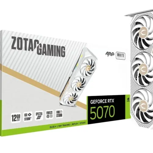 ZOTAC видео карта GeForce RTX 5070 AMP 12GB GDDR7 192bit 3DP/HDMI бял
