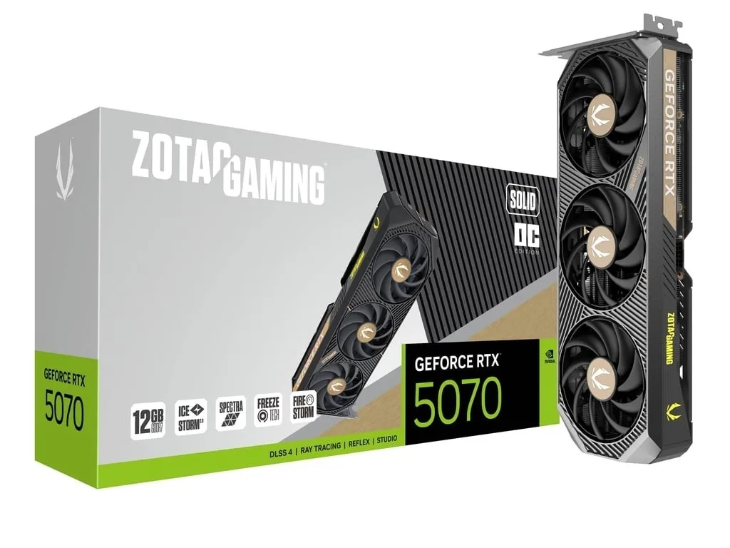 ZOTAC видео карта GeForce RTX 5070 SOLID OC 12GB GDDR7 192bit 3DP/HDMI