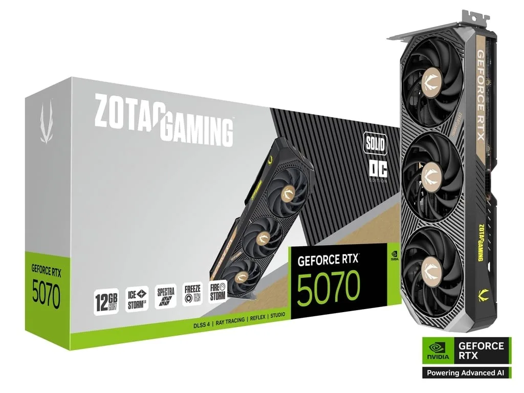ZOTAC видео карта GeForce RTX 5070 SOLID OC 12GB GDDR7 192bit 3DP/HDMI - Image 2