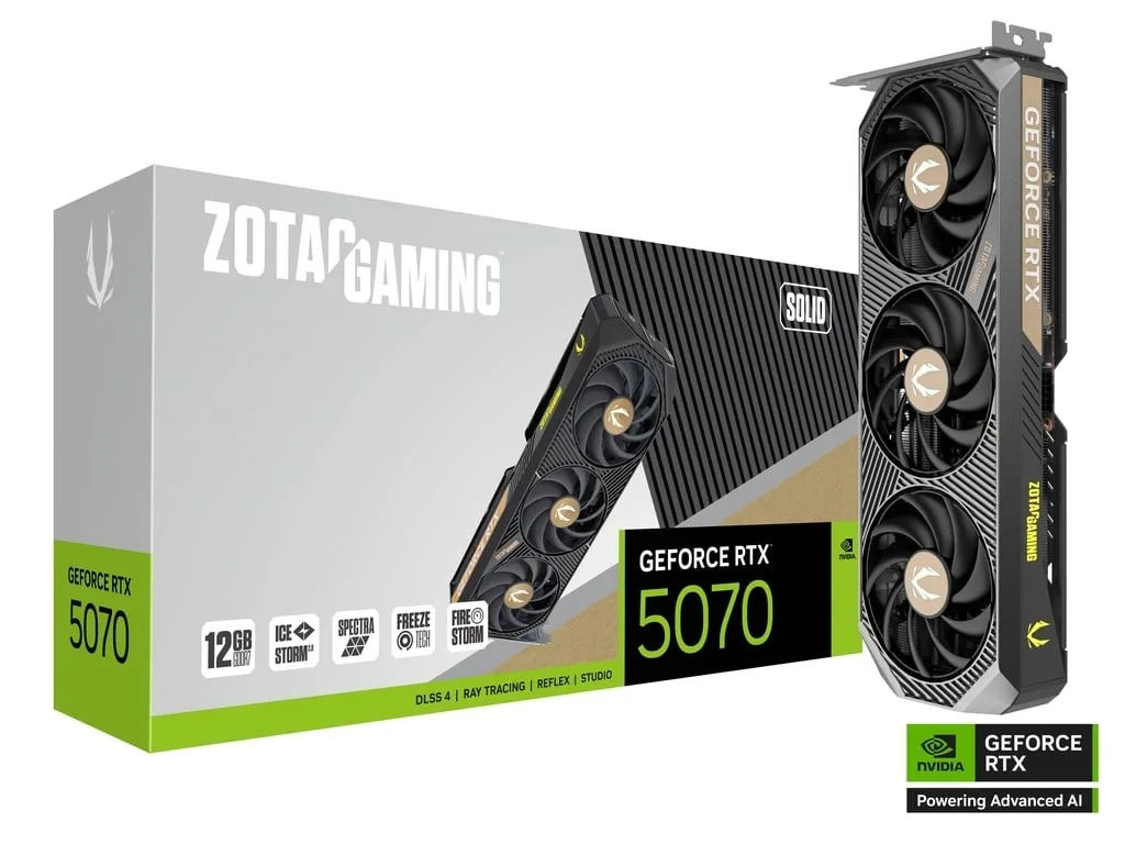 ZOTAC видео карта GeForce RTX 5070 SOLID 12GB GDDR7 192bit 3DP/HDMI - Image 2