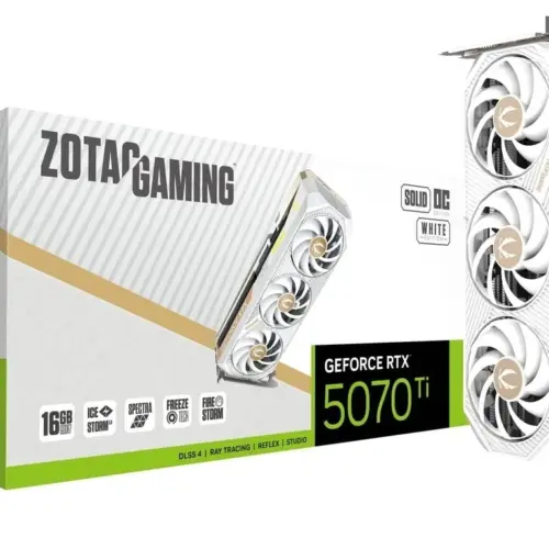 ZOTAC видео карта GeForce RTX 5070 Ti SOLID CORE OC 16GB GDDR7 256bit 3DP/HDMI бял